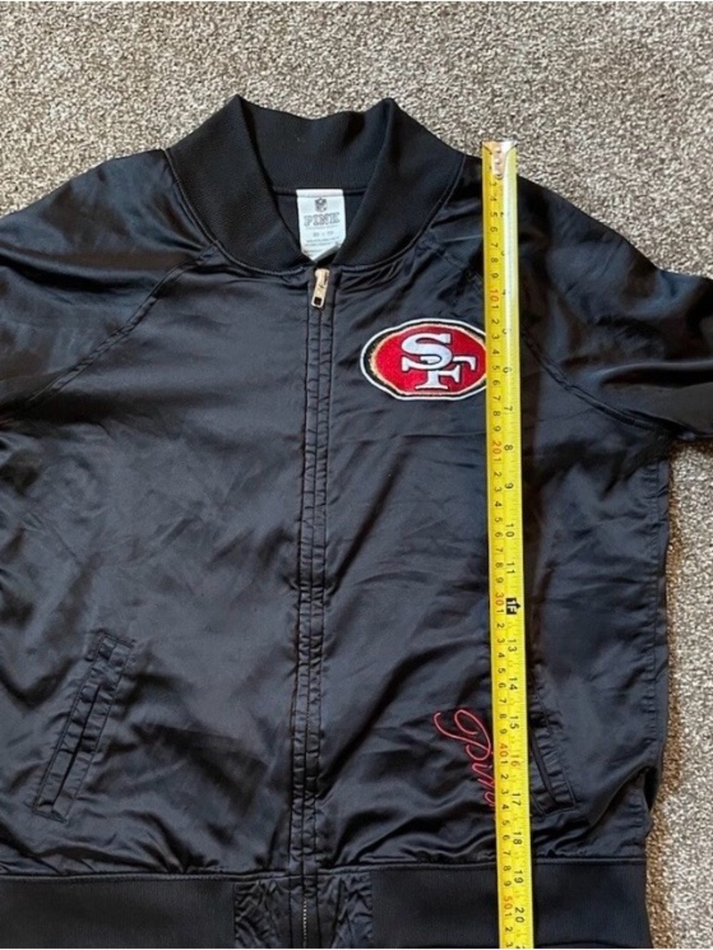 San Francisco 49ers Black Satin Bomber Jacket XS Zip Up. - Picture 6 of 9